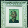 Petar Lubarda <br>The head of a man, 1941 <br>Oil on plywood, 19.5 × 26.5 cm <br>Signed above on the left: Лубарда; <br>below on the right: К… 1941